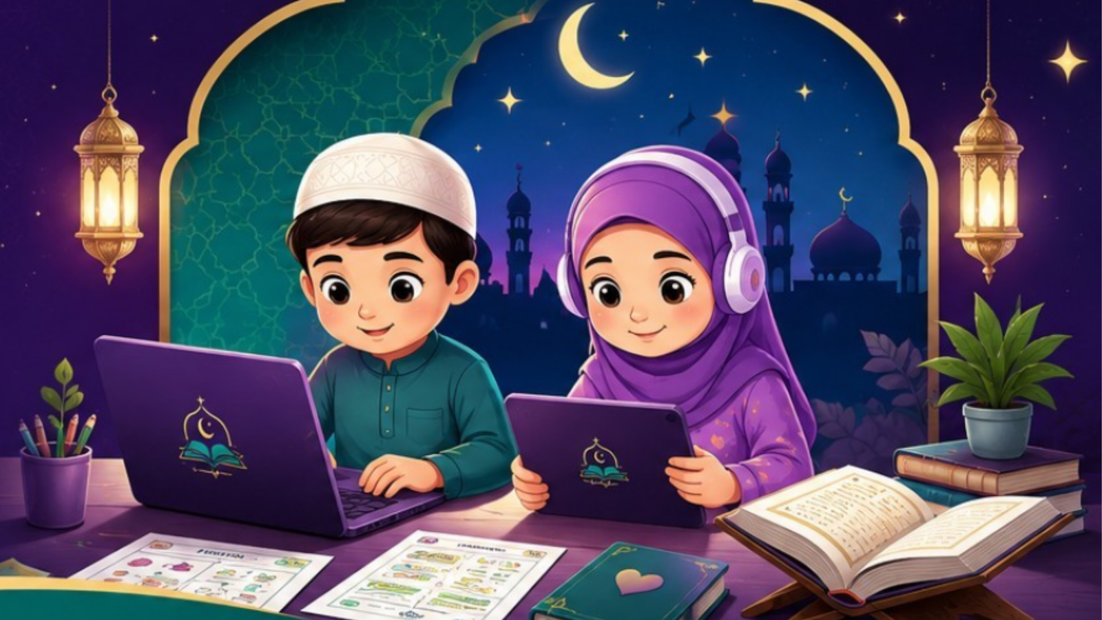 Al Nur Verse Academy students learning online